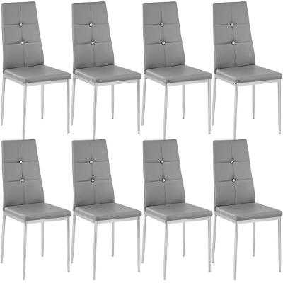 tectake 404124 8 jídelní židle, ozdobné kamínky - šedá