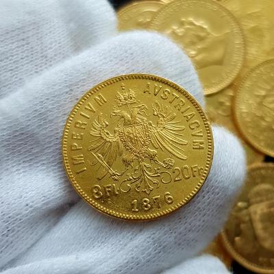 Rakouský 8 Zlatník/20 Frank 1876 BZ, František Josef I., zlatá mince 