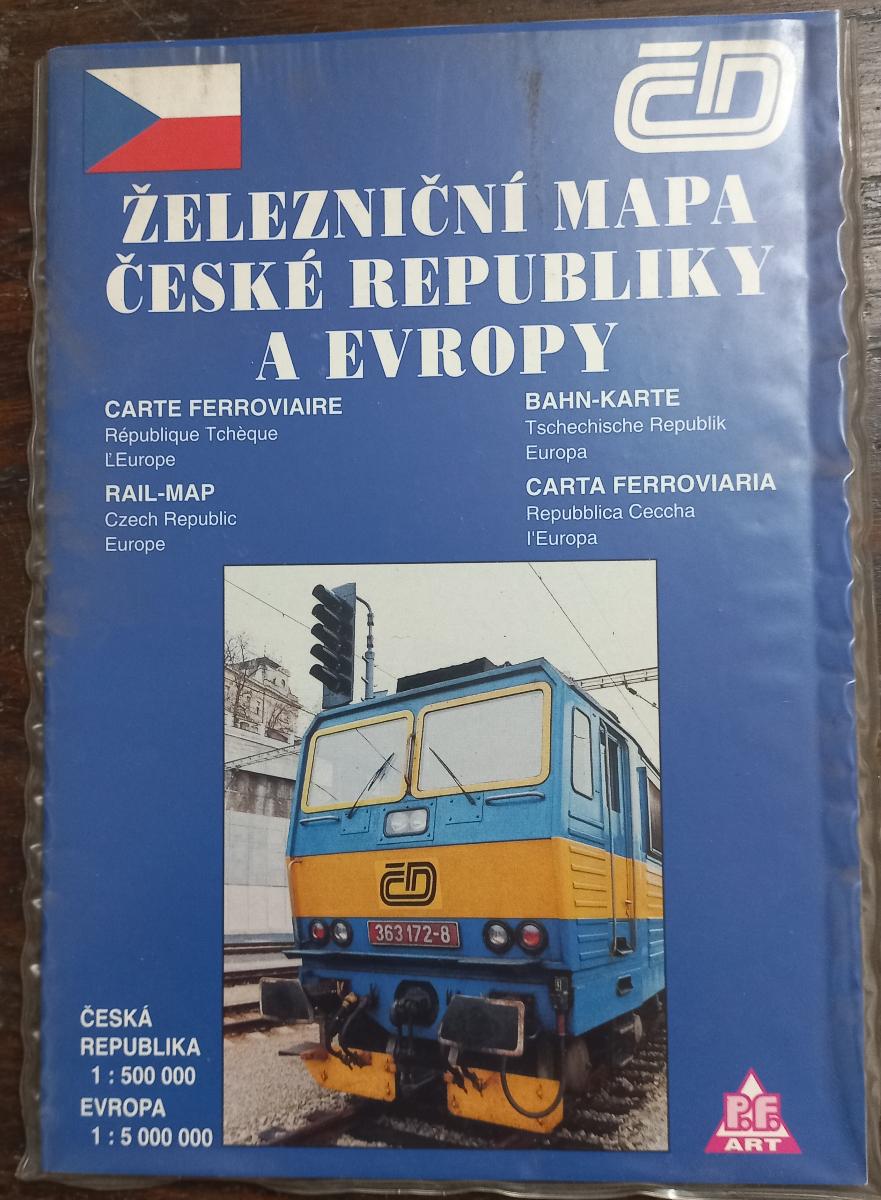 Železničná mapa Českej republiky a Európy - 1995 - Zberateľstvo dopravy