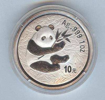 KINA - PANDA - 10 Yuan - 2000 - 1 Oz stribro - UNC - RARITA