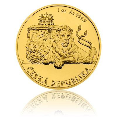 Zlatá uncová investiční mince Český lev 2018 stand