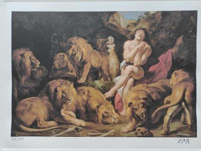 Peter Paul RUBENS - Daniel v jámě lvové - unikátní litografie