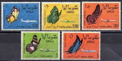 Somálsko-Motýli 1961**  Mi.24-25+27-29 / 15,40 €