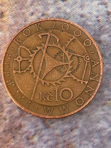 Mince 10Kč miléniová ražba z roku 2000