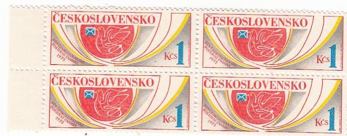 ČSSR 1975 Deň známky  Pof 2181 krajový 4-blok s DV31/2