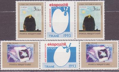 ALBÁNIE **, 2529-2530, ZNÁMKY + KUPON, 1993 rok, EVROPA, od 1 Kč