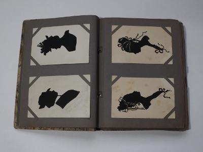 Sbírka pohlednic v albu MF, Černé siluety 82ks, do r.1945 vše nafoceno