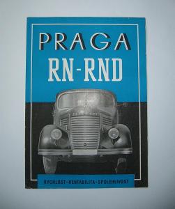 Hodně starý originální prospekt PRAGA RN-RND-50.léta?, 6str./A4
