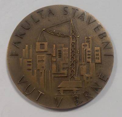 Stará velká bronzová pamětní medaile FAKULTA STAVEBNI VUT v BRNĚ 