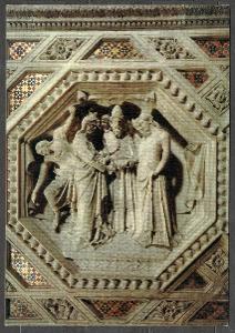 Umění Florencie kostel Orsanmichele výzdoba Svatba panny detail, 06