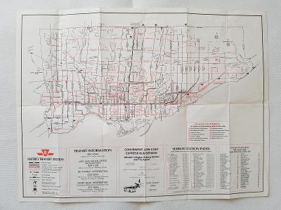 Starý reklamní plánek mapa Toronto 1976 metro doprava Kanada