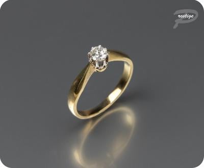 Starožitný, elegantní prsten s briliantem 0,35ct Au 585/1000