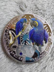1000 Kwacha Zambie,inv.mince 2014 papoušci,40mm,29gr.
