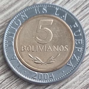 BOLÍVIE 5 BOLIVIANOS 2004 UNC 
