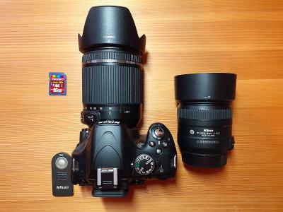 Nikon D5100 + Micro NIKKOR 40mm + Tamron 18-200mm + příslušenství