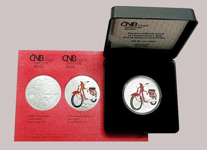 Stříbrná mince ČNB 500 Kč Motocykl JAWA 250 2022 PROOF - Numismatika