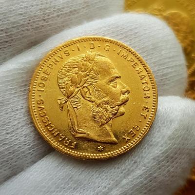 Rakouský 8 Zlatník/20 Frank 1886 BZ, František Josef I., zlatá mince 