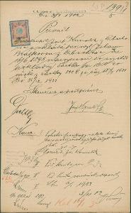 2A1824 Potvrzení platby okr. soud Libochovice Kornalík X Brátková 1902
