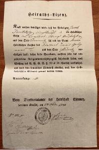 Dokument 1840 Rakousko Uhersko oddací list 