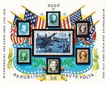 Afrika, Republika Horní Volta, 200 let od vzniku USA, neražený,  - Známky