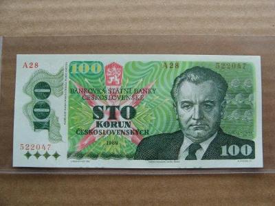 Krásná nová bankovka 100 Kčs 1989 Gottwald, série A 28 - UNC stav !!!