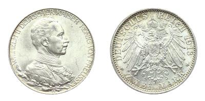 Prusko (Preussen), 2 Marka, 1913 , stříbrná,  stav  -0/0-