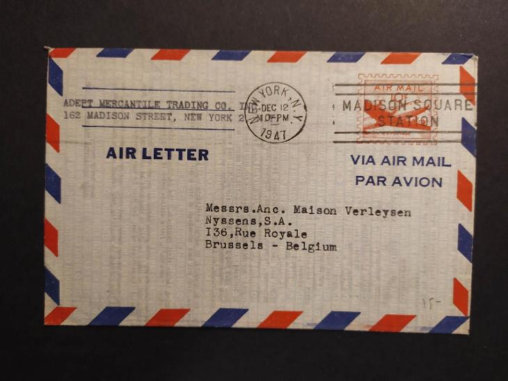 USA 1947, Amerika, skládaný letecký dopis, aerogram, celina