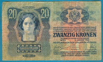 Rakousko-Uhersko 20 korun 2.1.1913 z oběhu