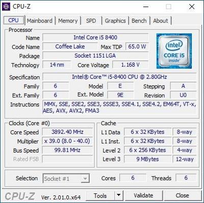 Procesor Intel i5 8400 * socket 1151, DDR4, 6x2,8 GHz, 9MB cache, 14nm