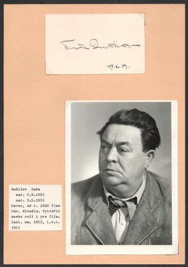 Rašilov Saša st. (1891-1955), herec, sběratel. list s vlastn. podpisem - Ostatní sběratelské předměty