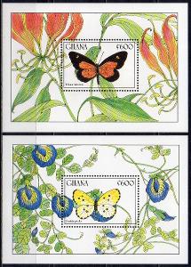 Ghana-Motýli 1990** Mi.Bl.153-154 / 16 €