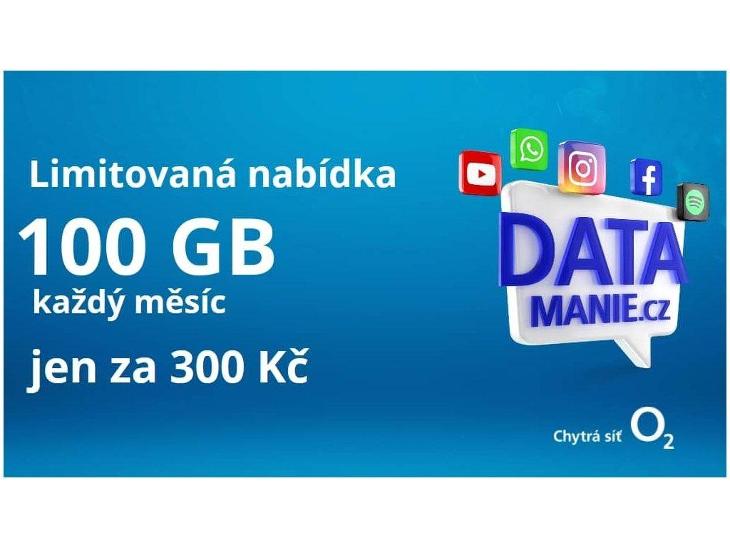 Předplacená O2 SIM karta 100GB dat na měsíc za 300 Kč