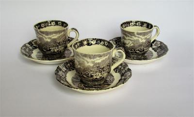 Anglická keramika kávový  Hrnek s podšálkem Staffordshire 