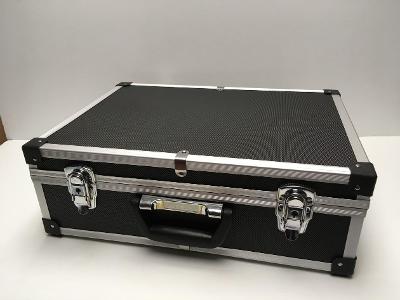 Velký hliníkový kufr na nářadí, foto techniku, přístroje, černý, nový