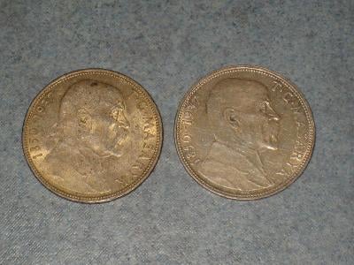 Pamětní mince 2 x 20 Kč, r. 1937 Úmrtí prezidenta T.G.M