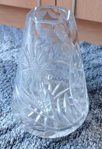 Broušená skleněná retro váza sklo
