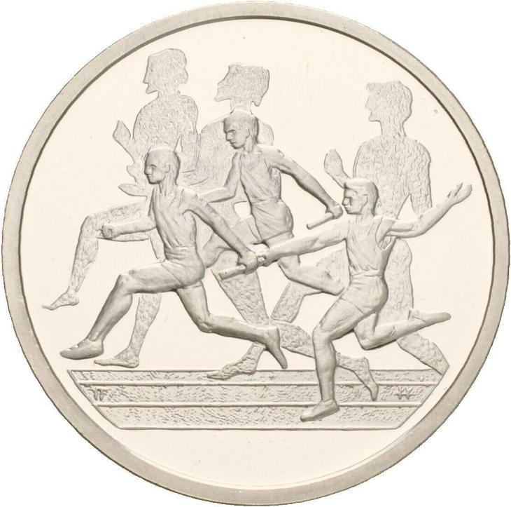 Řecko 10 Euro 2004 Olympia, štafetový běh 925Ag 34g PROOF čMŘ01 - Numismatika