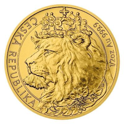 Český lev 2021 1/2 OZ zlatá mince stand