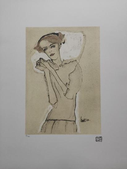 Egon Schiele - PŘED SPANÍM - Certifikát, signováno, číslováno