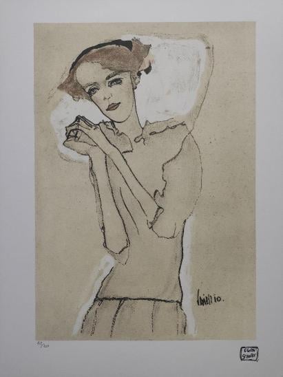 Egon Schiele - PŘED SPANÍM - Certifikát, signováno, číslováno