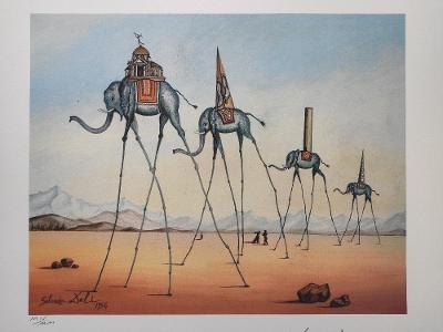 Salvador Dalí - VESMÍRNÍ SLONI - signováno, číslováno, vodoznak