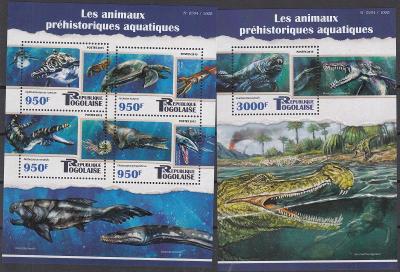 Togo ** Mi.Kl.6998-01+Bl.1216 Pravěká fauna, dinosauři (Mi€ 27)