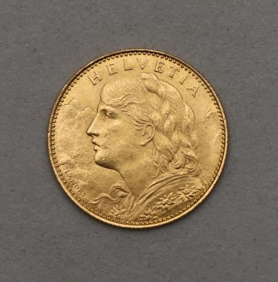Zlatý 10 Frank 1922 B - Vreneli - Švýcarsko! - Numismatika