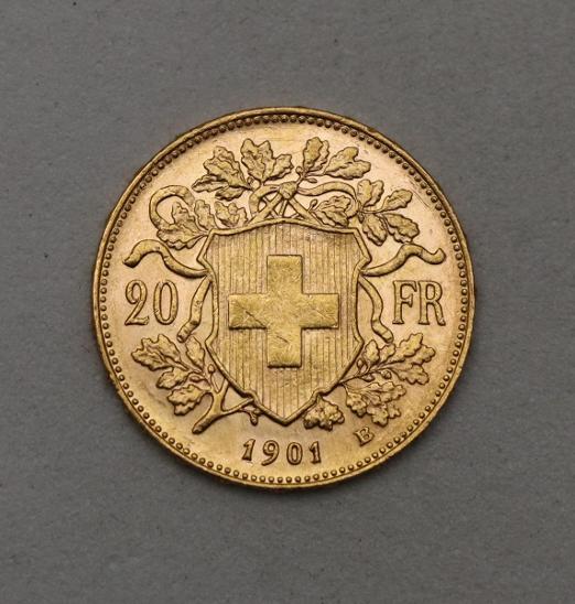 Zlatý 20 Frank 1901 B - Vreneli - Švýcarsko - Super Stav! - Numismatika
