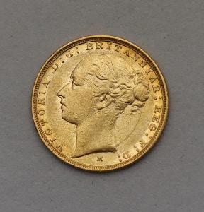 Zlatý Sovereign / Libra 1884 M - Victoria s Mladým Portrétem!