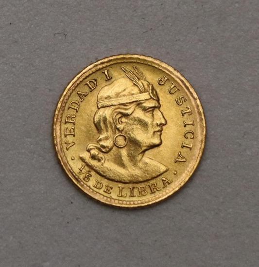 Zlatá 1/5 de Libra 1966 - Peru! - Numismatika
