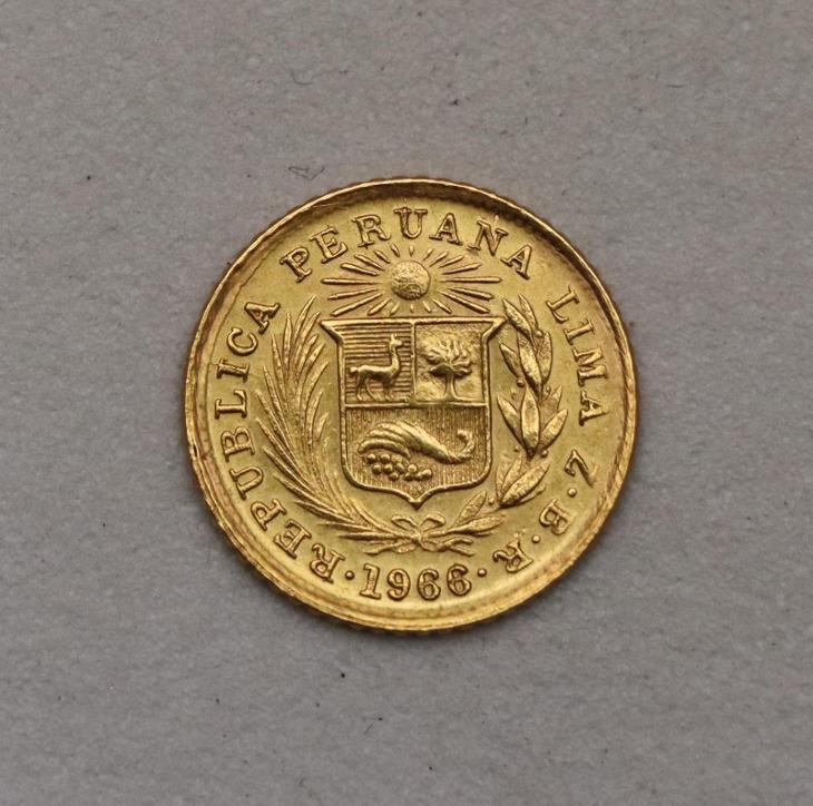 Zlatá 1/5 de Libra 1966 - Peru! - Numismatika