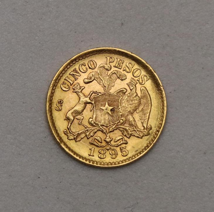 Zlaté 5 Pesos 1895 - Chile - Super Stav a Vzácné! - Numismatika