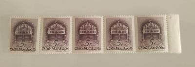 Maďarsko 1939 známka 5f 5ti páska 5 známek neražené svěží