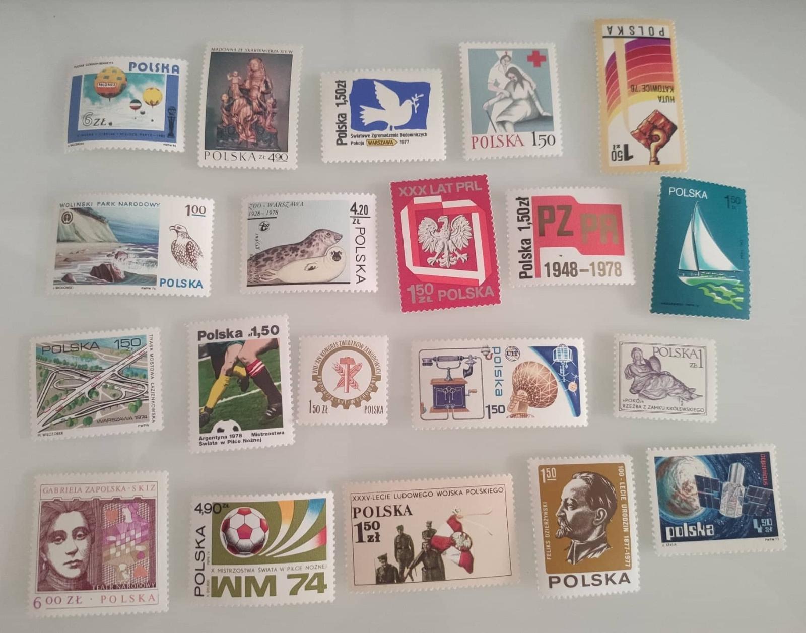 konvolut 100+ kusů Polsko mix lot známek neražené svěží - Známky